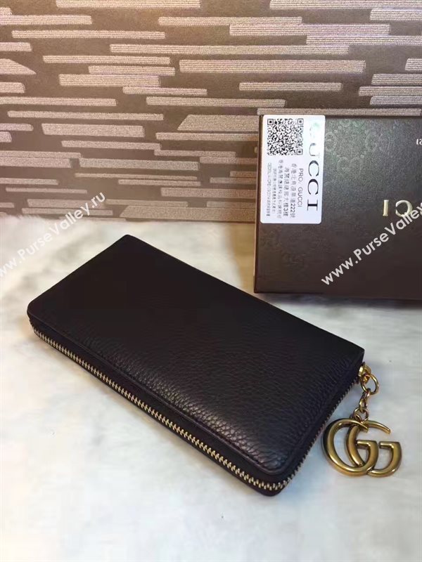 Gucci GG black wallet zipper bag 6312