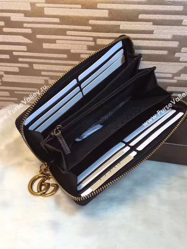 Gucci GG black wallet zipper bag 6312