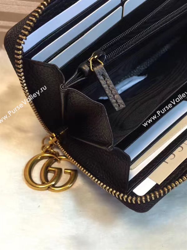 Gucci GG black wallet zipper bag 6312