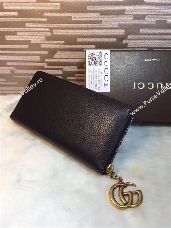 Gucci GG black wallet zipper bag 6312