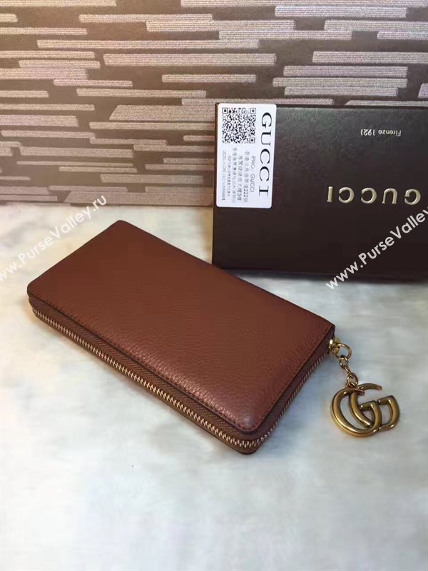 Gucci GG dark coffee wallet zipper bag 6313