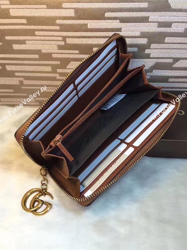 Gucci GG dark coffee wallet zipper bag 6313