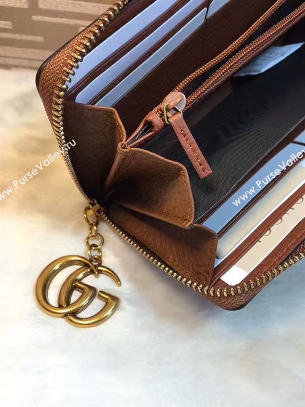 Gucci GG dark coffee wallet zipper bag 6313