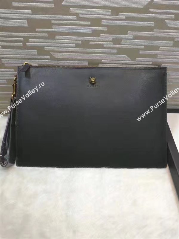 Gucci large black clutch zipper bag 6319