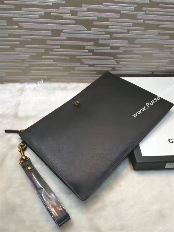 Gucci large black clutch zipper bag 6319