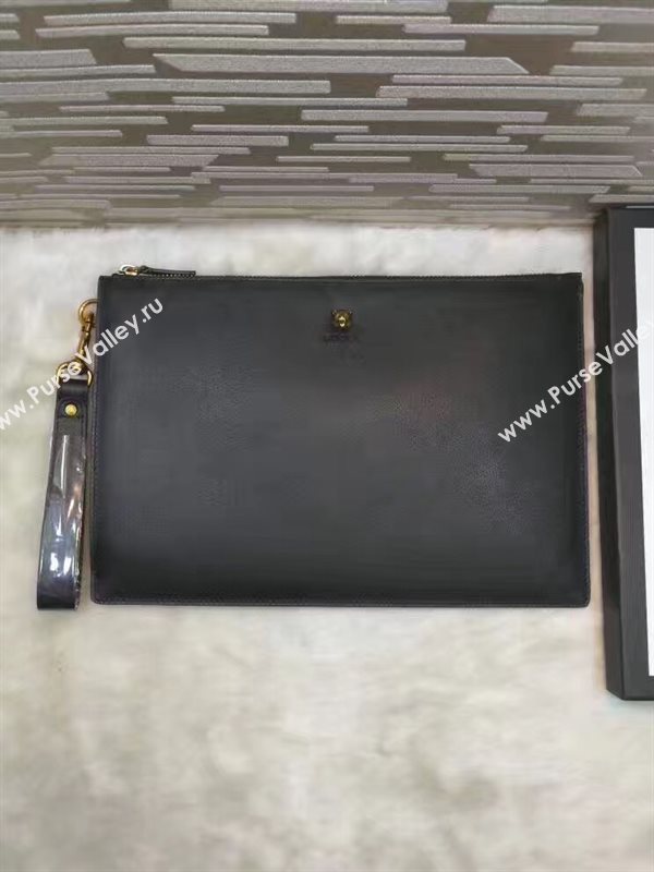 Gucci large black clutch zipper bag 6319