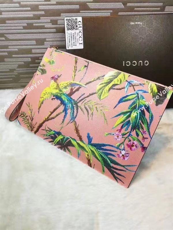 Gucci large tri clutch pink bag 6324