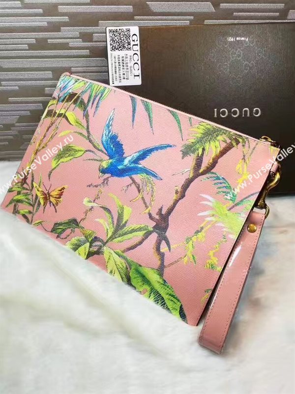 Gucci large tri clutch pink bag 6324