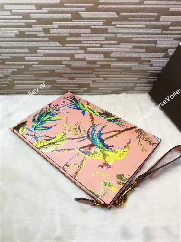 Gucci large tri clutch pink bag 6324