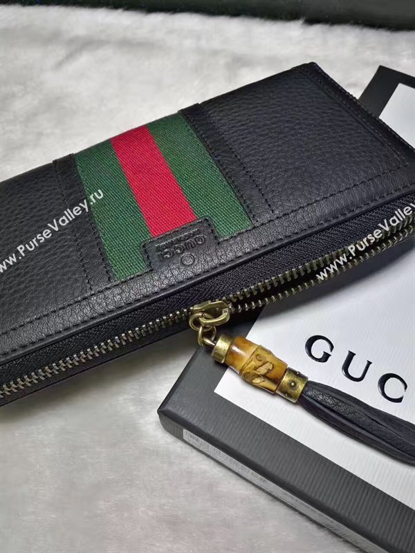 Gucci zipper leather wallet black bag 6339