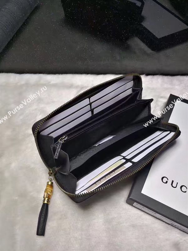 Gucci zipper leather wallet black bag 6339