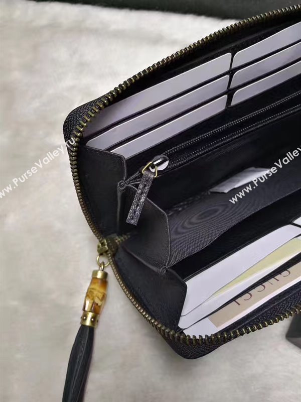 Gucci zipper leather wallet black bag 6339