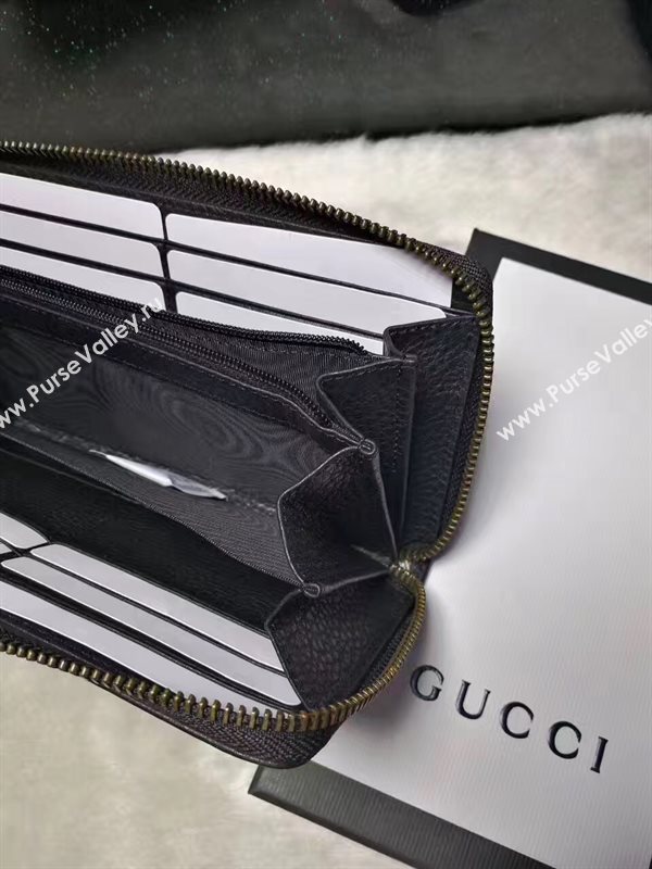 Gucci zipper leather wallet black bag 6339