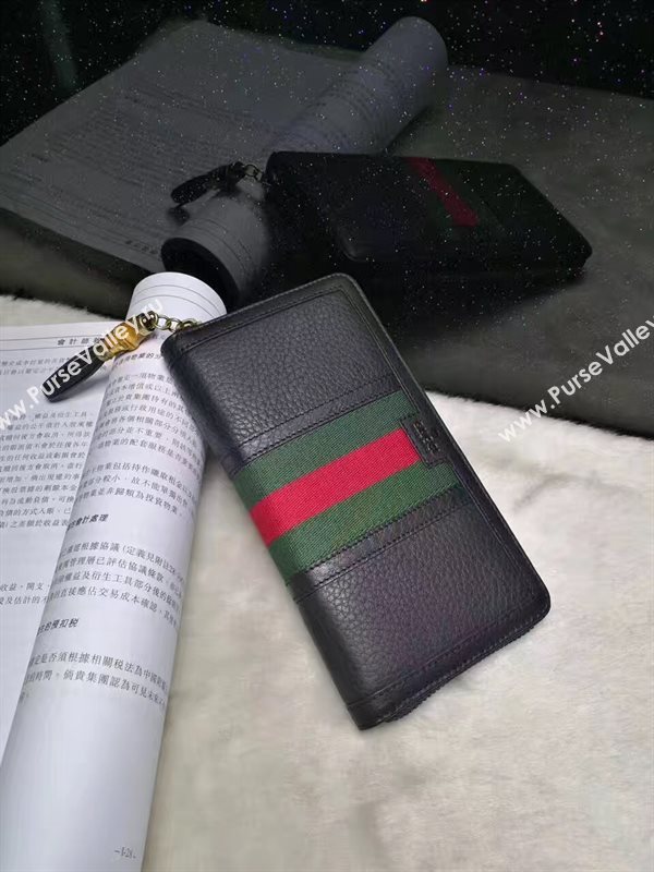 Gucci zipper leather wallet black bag 6339