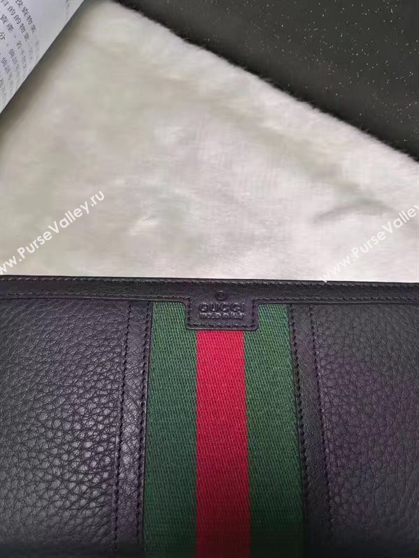Gucci zipper leather wallet black bag 6339