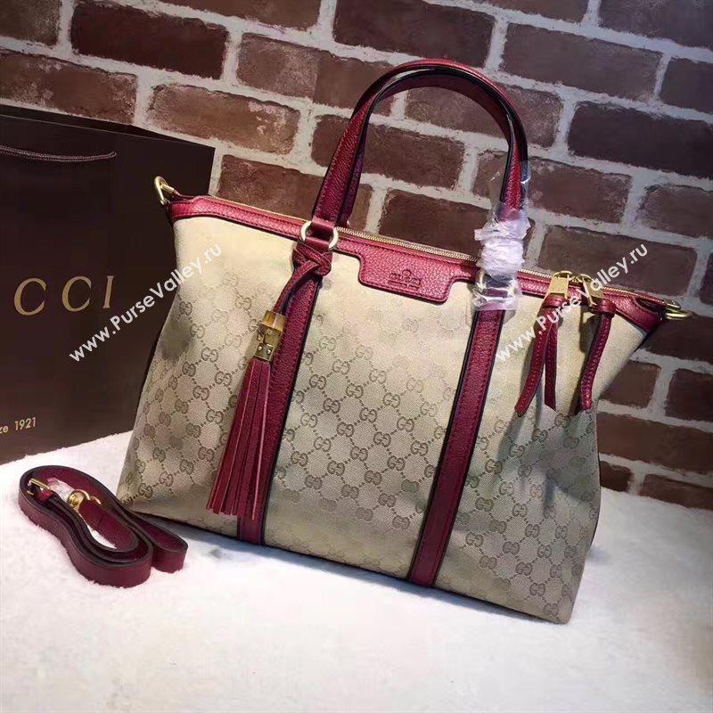 Gucci large shoulder tote wine gray bag 6442