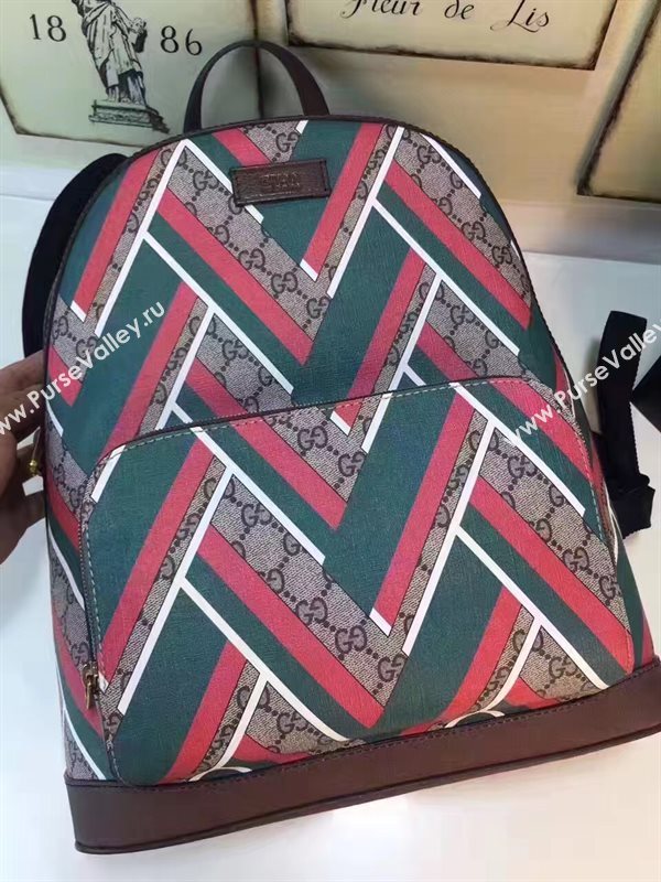 Gucci large backpack tri red gray bag 6453