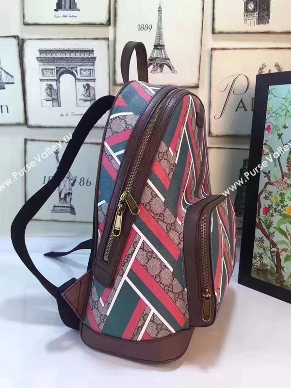Gucci large backpack tri red gray bag 6453