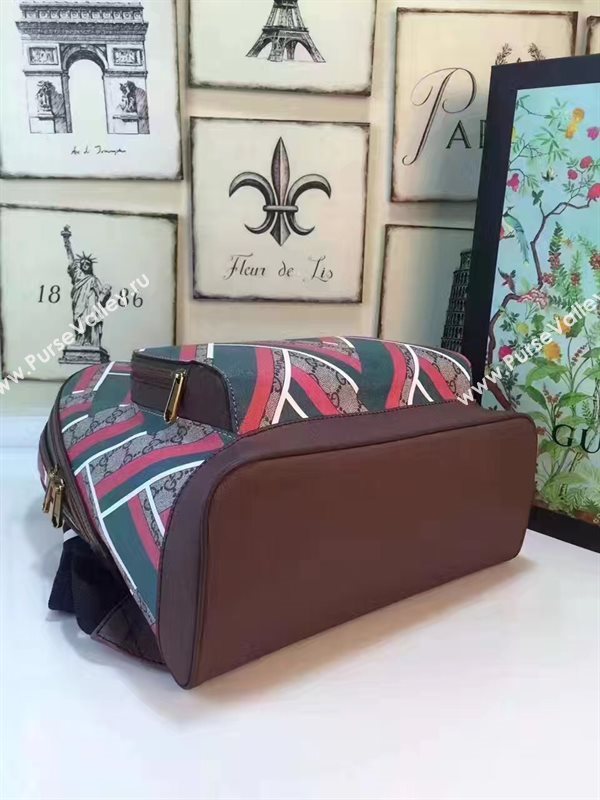 Gucci large backpack tri red gray bag 6453