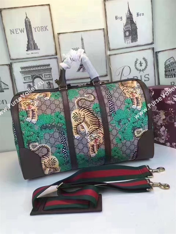 Gucci large Boston green tri bag 6466