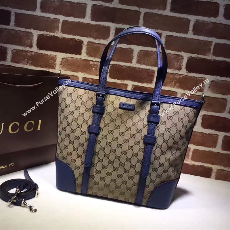 Gucci GG gray v blue large tote shoulder bag 6473