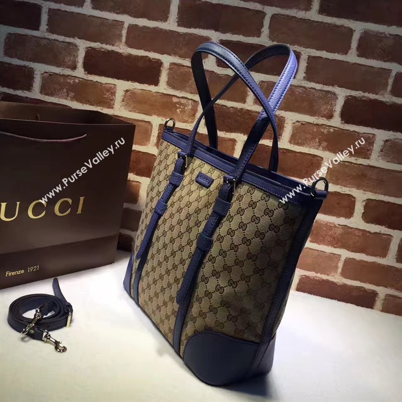 Gucci GG gray v blue large tote shoulder bag 6473