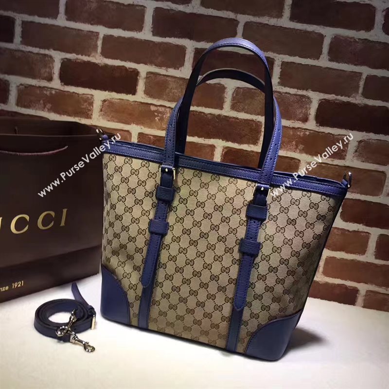 Gucci GG gray v blue large tote shoulder bag 6473