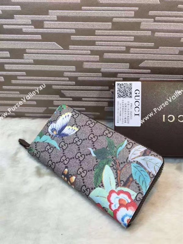 Gucci gray with flower wallet zipper bag 6478