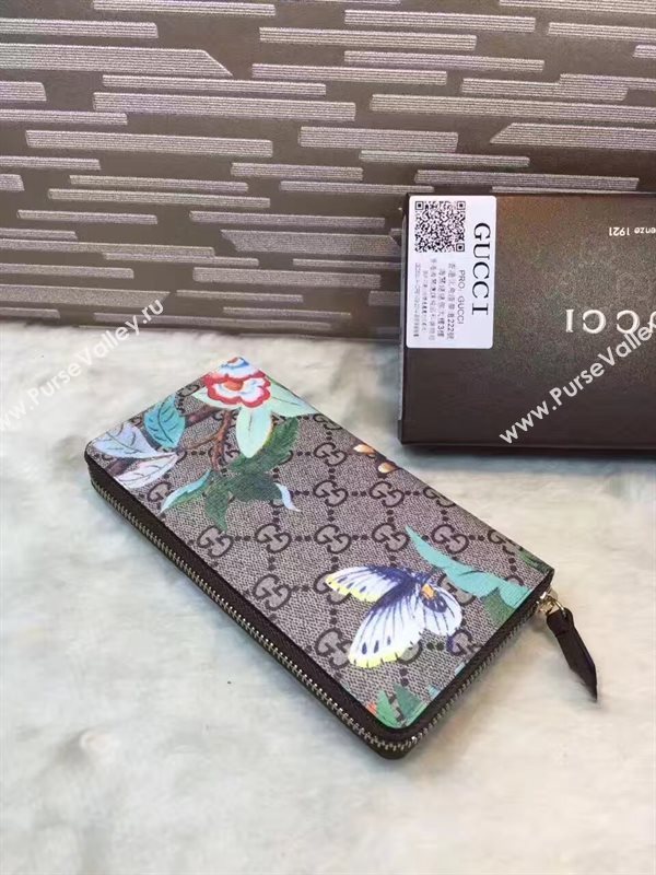 Gucci gray with flower wallet zipper bag 6478