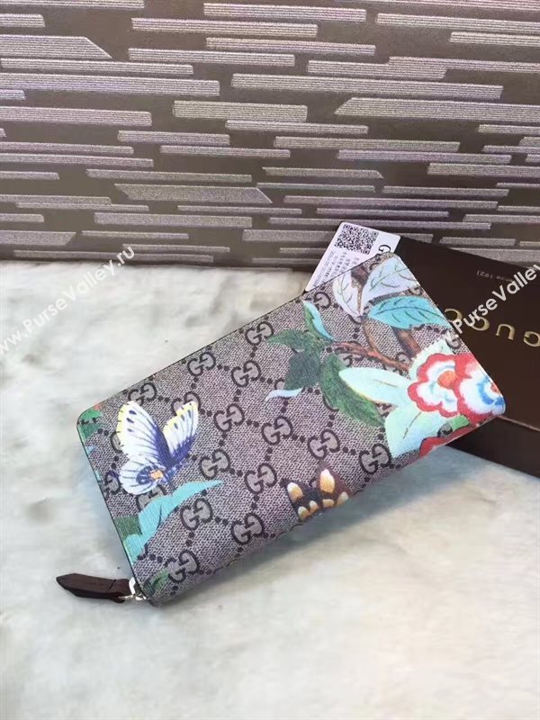 Gucci gray with flower wallet zipper bag 6478