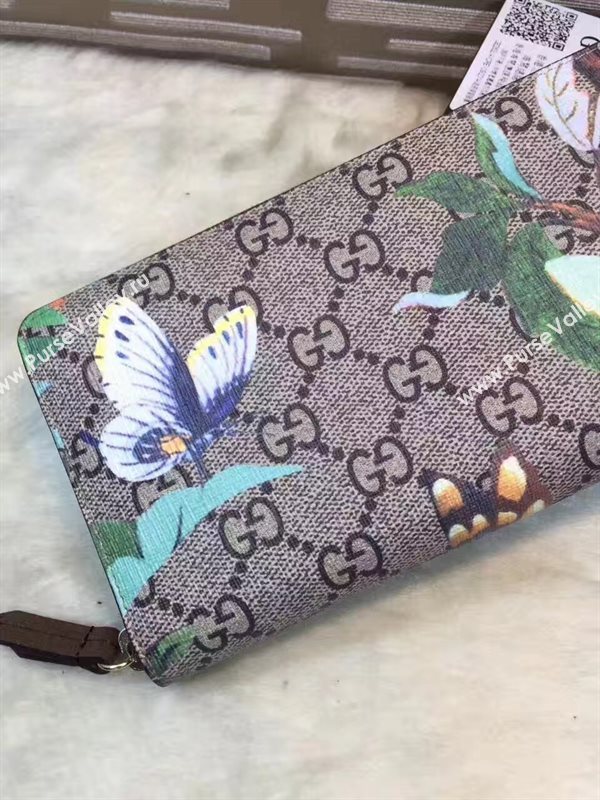 Gucci gray with flower wallet zipper bag 6478