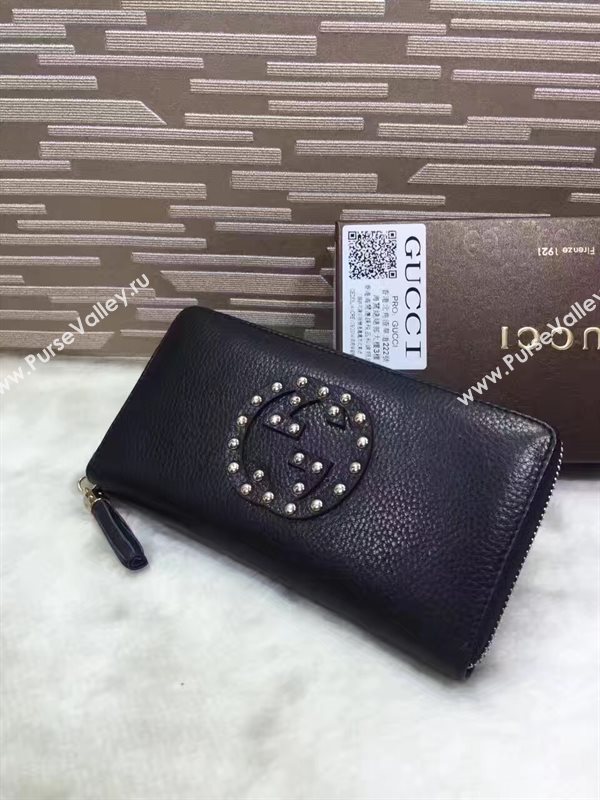 Gucci stud zipper wallet black bag 6484