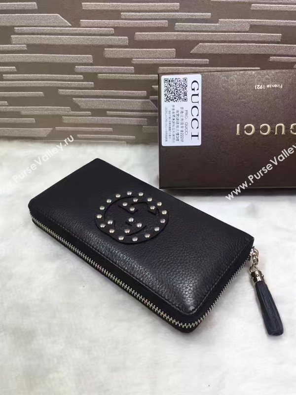 Gucci stud zipper wallet black bag 6484
