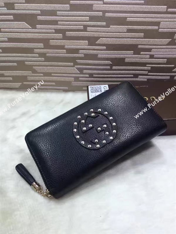 Gucci stud zipper wallet black bag 6484