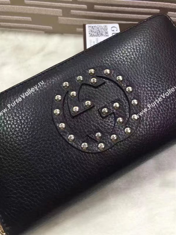 Gucci stud zipper wallet black bag 6484