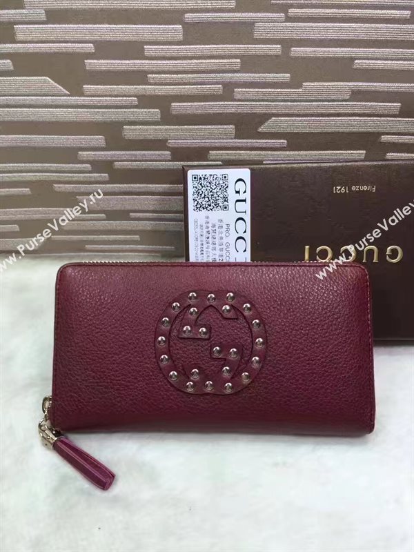 Gucci stud zipper wallet wine bag 6485