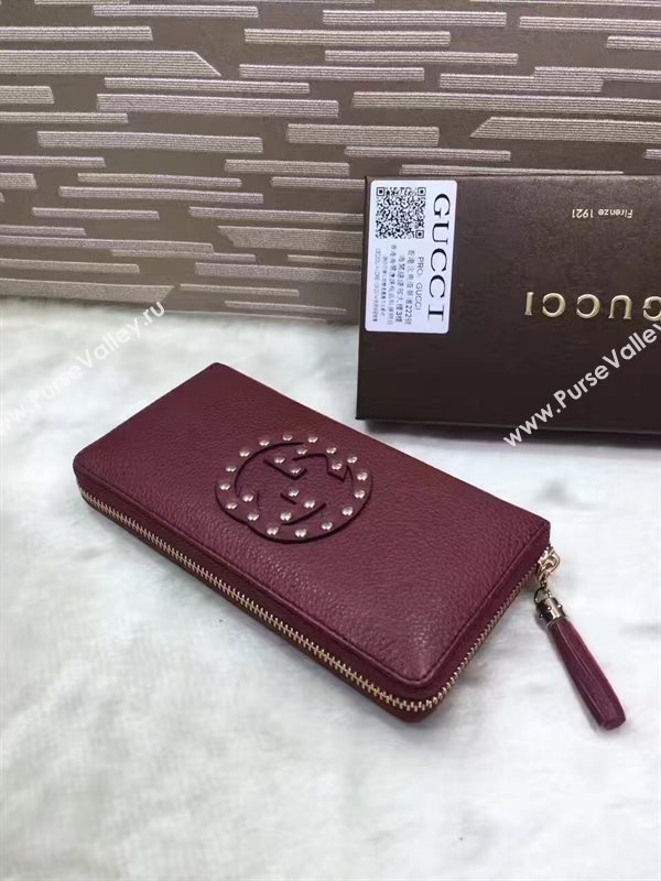 Gucci stud zipper wallet wine bag 6485