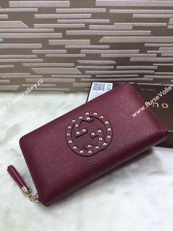Gucci stud zipper wallet wine bag 6485