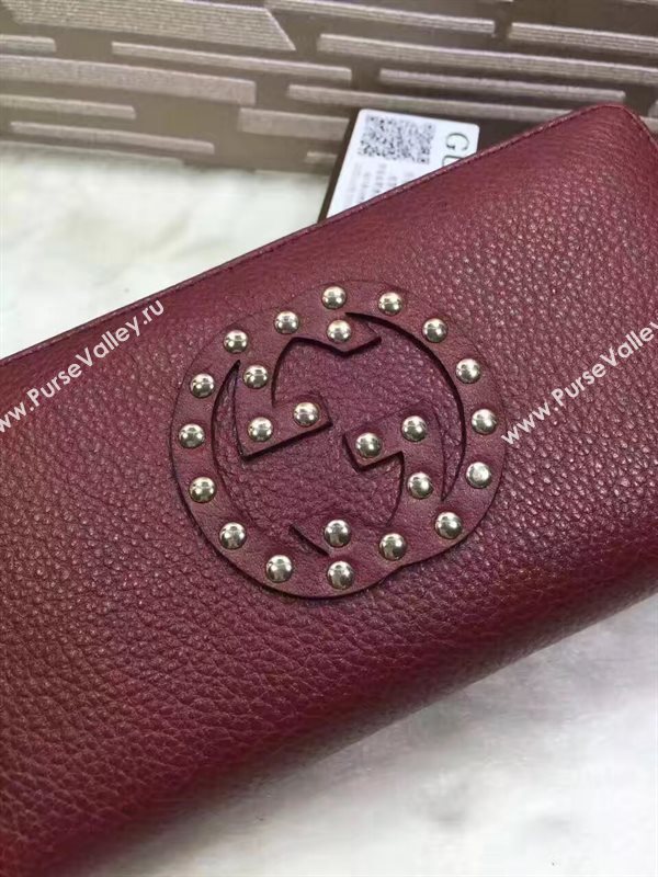 Gucci stud zipper wallet wine bag 6485