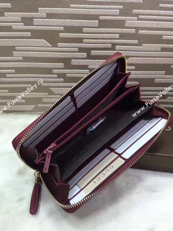 Gucci stud zipper wallet wine bag 6485