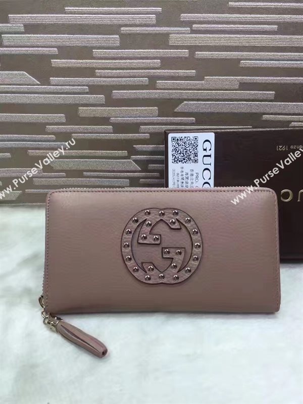 Gucci stud zipper wallet nude bag 6486