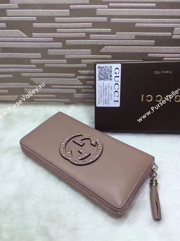 Gucci stud zipper wallet nude bag 6486