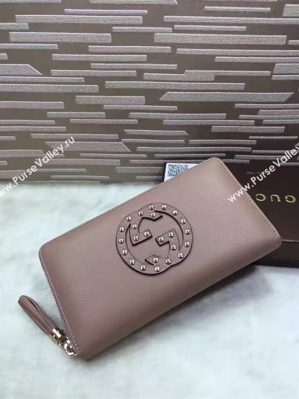 Gucci stud zipper wallet nude bag 6486