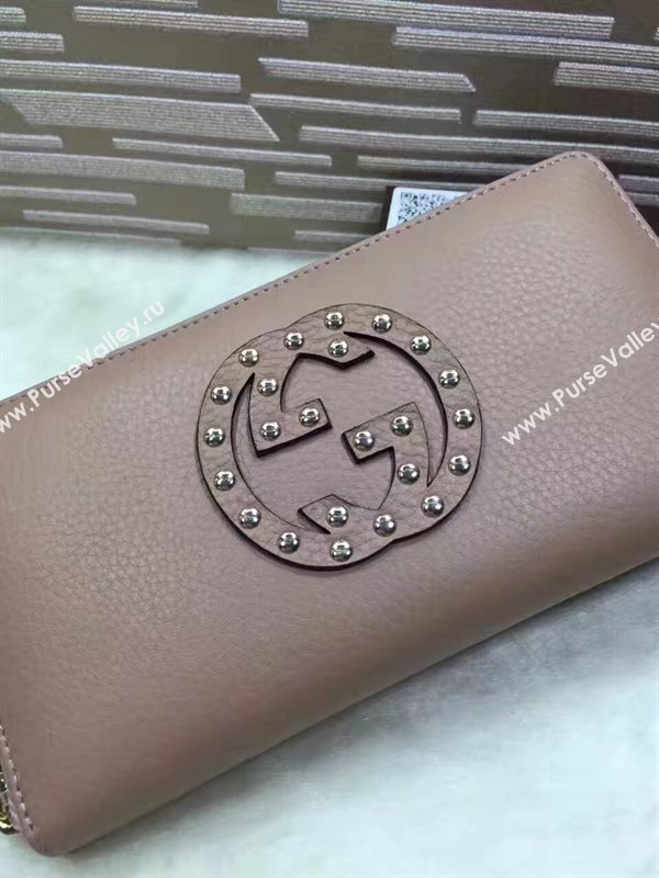 Gucci stud zipper wallet nude bag 6486