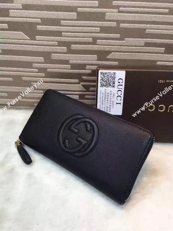 Gucci soho zipper black wallet bag 6487