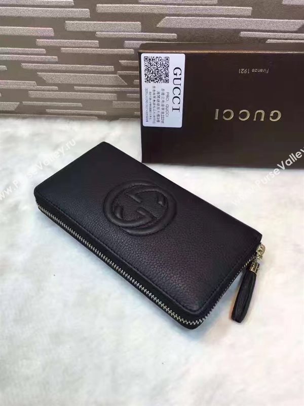 Gucci soho zipper black wallet bag 6487