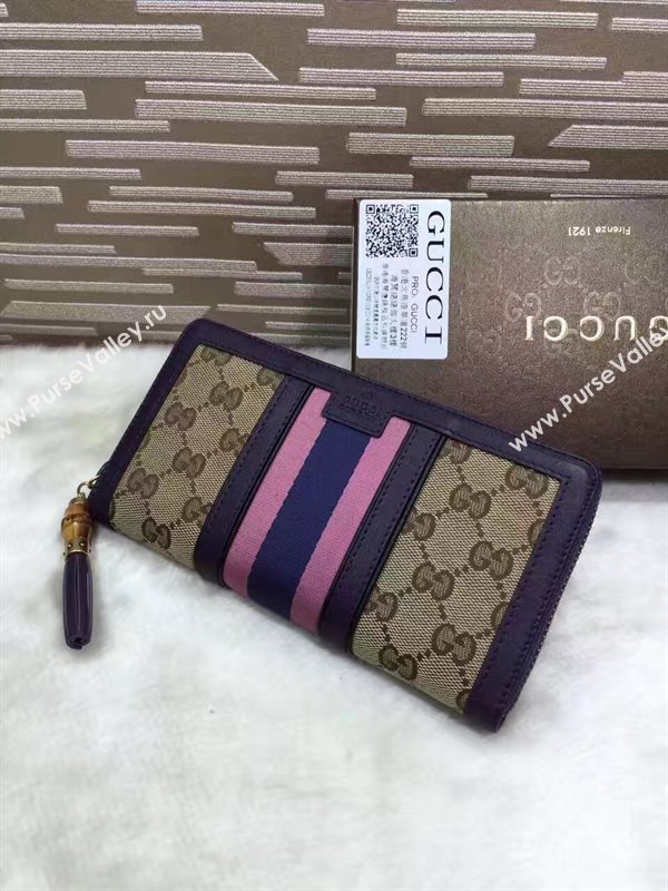 Gucci zipper wallet tri pink gray bag 6495
