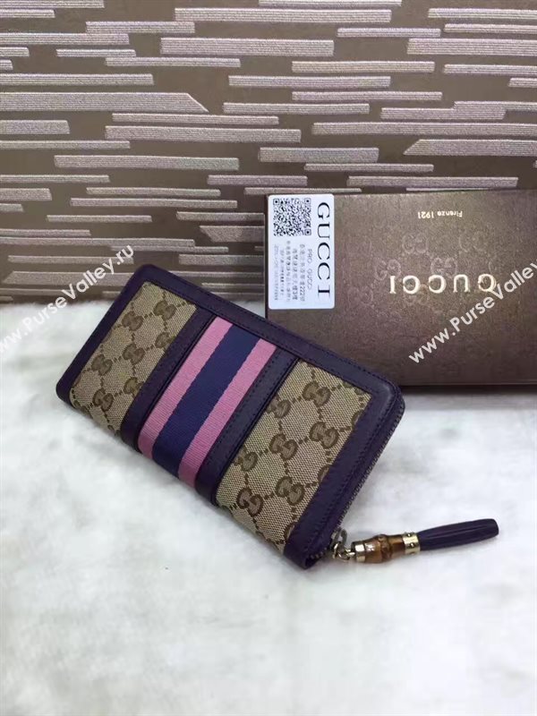 Gucci zipper wallet tri pink gray bag 6495