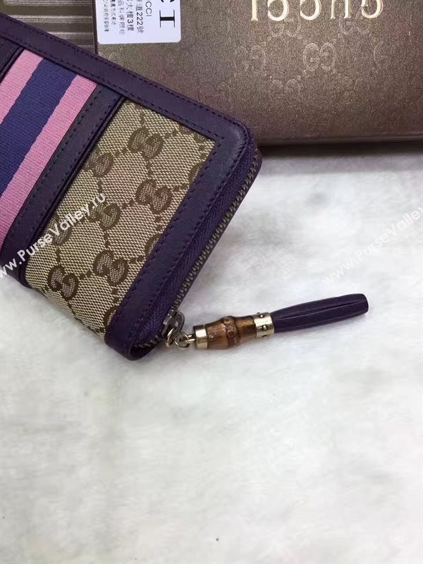 Gucci zipper wallet tri pink gray bag 6495