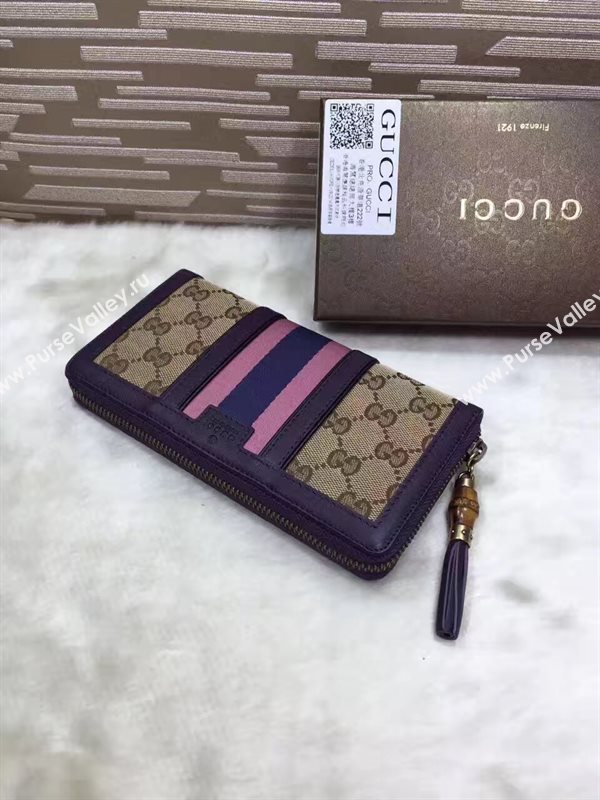 Gucci zipper wallet tri pink gray bag 6495